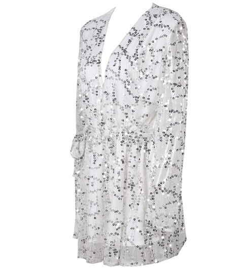 Gold Sequined Fringed V-Neck Playsuit