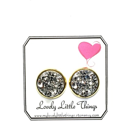 12mm silver studs with gold setting 