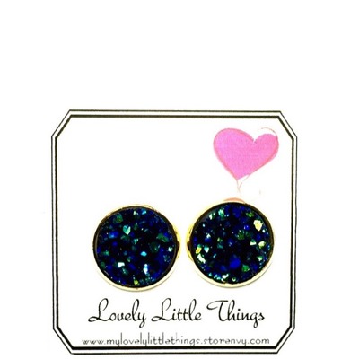 12mm midnight blue/green studs with gold setting 