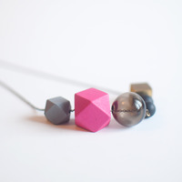 Pink Beads Glass Necklace NL0971 - Thumbnail 1