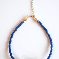 Blue Glass Beaded Bracelet BL0965BL - Thumbnail 1