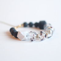 Black & White Glass Beaded Bracelet BL0958 - Thumbnail 1