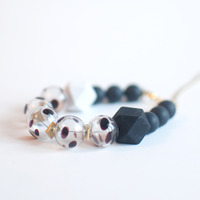 Black & White Glass Beaded Bracelet BL0958 - Thumbnail 3