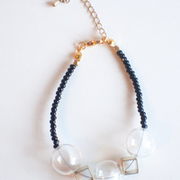 Black Metal Beaded Bracelet BL0970BK - Thumbnail 1