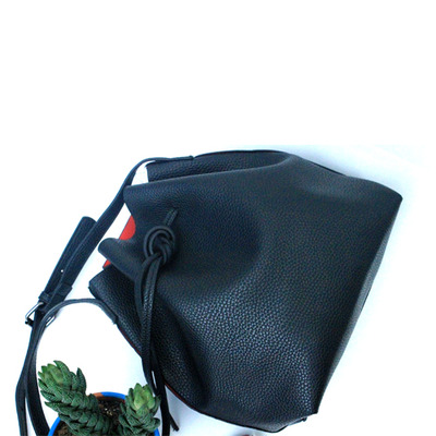 Black bucket bag