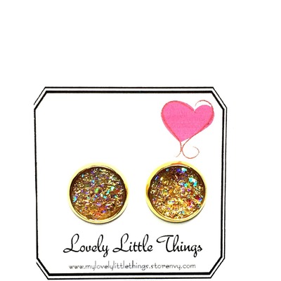 10mm champagne studs with gold setting 