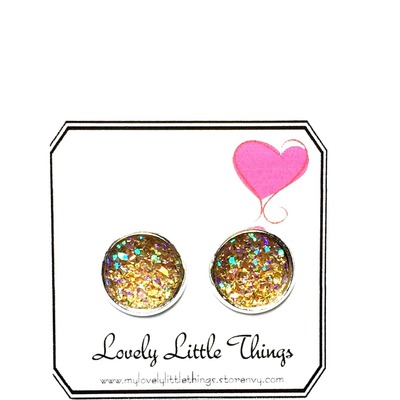 10mm champagne studs with silver setting 