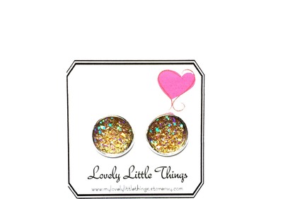 10mm Champagne Studs with Silver Setting 