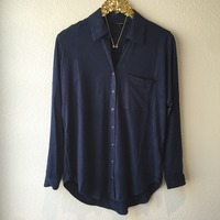 Navy Suede Top - Thumbnail 2