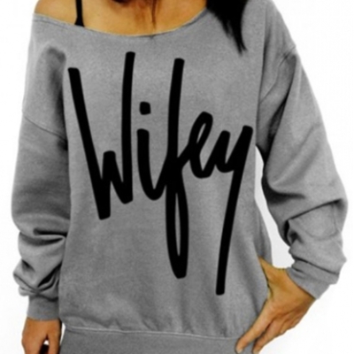 Grey long sleeve letter pattern sweats