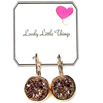 12mm rose gold drop earrings with rose gold setting