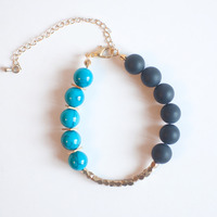 Black Metal Beaded Bracelet BL0960 - Thumbnail 1