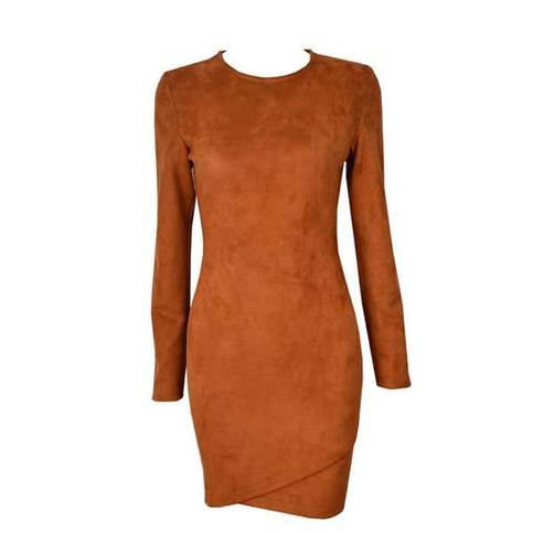 Brown Suede Bodycon Dress