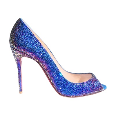 CHRISTIAN LOUBOUTIN "Sexy Strass" Swarovski Crystal Peep Toe Stiletto Pump