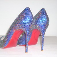 CHRISTIAN LOUBOUTIN "Sexy Strass" Swarovski Crystal Peep Toe Stiletto Pump - Thumbnail 1
