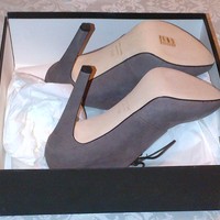 BARNEYS NY Mauve Italian Suede Lace-Up Platform Bootie - Thumbnail 4