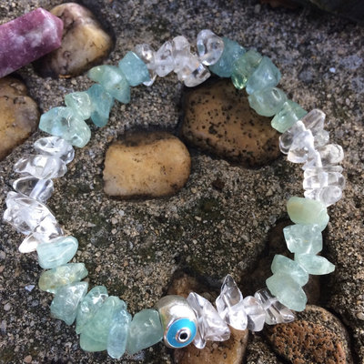 Aquamarine x clear quartz bracelet - Thumbnail 2