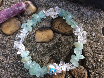 Aquamarine x Clear Quartz bracelet