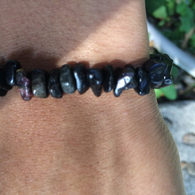 Lava rock, black obsidian and tourmaline bracelet