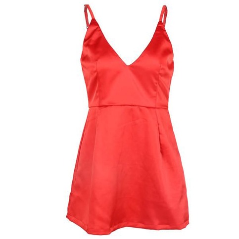 Daringly Low Cut Red Mini Dress