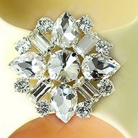 Vintage Glass Stone Crystal Silver Tone Wedding Bridal Shoe Clips Pair  - Thumbnail 1