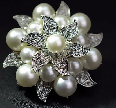 Silver Flower Pearl Rhinestone Crystal Wedding Bridal Shoe Clips Pair