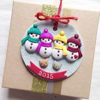 Snowman Family  of 4+ Characters Custom Ornament Handmade 