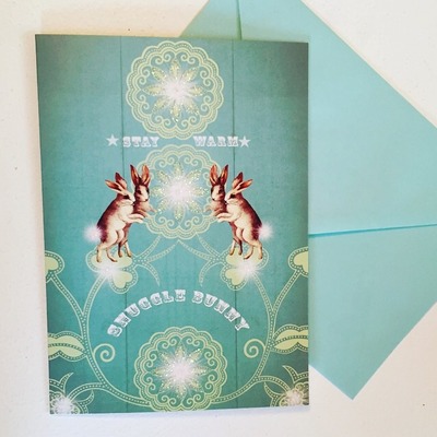 Snuggle bunny winter card