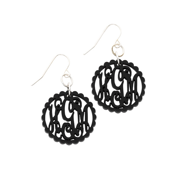 Scallop Acrylic French Wire Earrings Black
