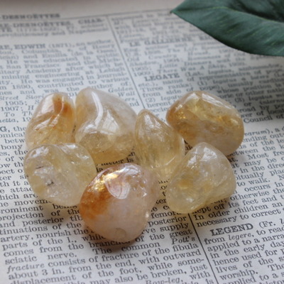 Tumbled heat treated citrine 