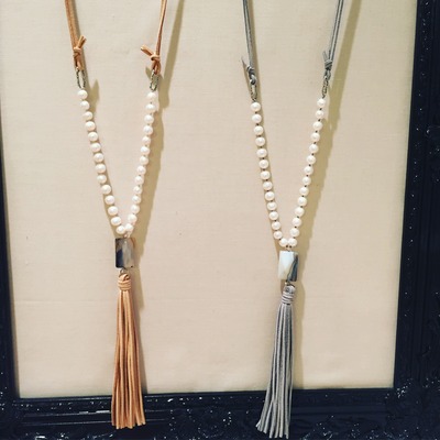 Leather Tassel and Pearl Necklace