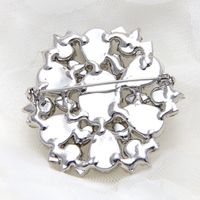 White Faux Pearl Crystal Rhinestone Wedding Dress Belt Bridal Round Brooch Pin - Thumbnail 3