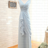 Chiffon bridesmaid dress, long bridesmaid dress, on sale bridesmaid dress, cheap bridesmaid dress, blue bridesmaid dress, bridesmaid dress, PD15120 - Thumbnail 1