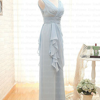 Chiffon bridesmaid dress, long bridesmaid dress, on sale bridesmaid dress, cheap bridesmaid dress, blue bridesmaid dress, bridesmaid dress, PD15120 - Thumbnail 2