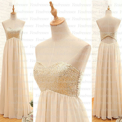 Long bridesmaid dress, open back bridesmaid dress, sequin bridesmaid dress, chiffon bridesmaid dress, affordable bridesmaid dress, pd15494 - Thumbnail 2