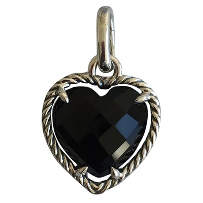 David yurman sterling silver black onyx heart charm