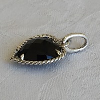 DAVID YURMAN Sterling Silver Black Onyx Heart Charm - Thumbnail 1