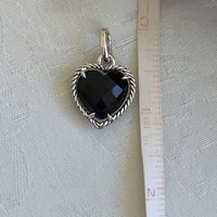 DAVID YURMAN Sterling Silver Black Onyx Heart Charm - Thumbnail 3