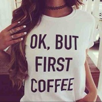 Ok, But First Coffee Top in white - Thumbnail 1