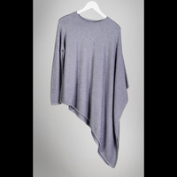One Sleeve Asymmetrical Poncho Top - Thumbnail 2