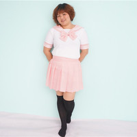 Loose Plus Size Pastel Cute Baby Pink Sailor Seifuku School Uniform Top Only Free Ship SP140887 - Thumbnail 2