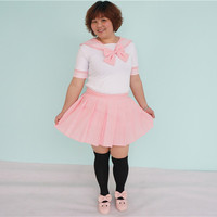 Loose Plus Size Pastel Cute Baby Pink Sailor Seifuku School Uniform Top Only Free Ship SP140887 - Thumbnail 3