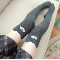 Dark Grey Bear Thigh High Socks - Thumbnail 1