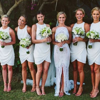 Short bridesmaid dresses, white bridesmaid dresses, discount bridesmaid dresses, cheap bridesmaid dress, o neck bridesmaid dresses, 146503