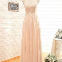 Long bridesmaid dress, lace bridesmaid dress, elegant bridesmaid dress, popular bridesmaid dress, wedding party dress, PD15204 - Thumbnail 1