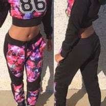 Flower Print Crop Sweats and Sweatpants