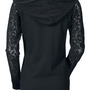 Black Lace Splicing Hooded Collar Sweats-1