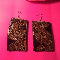 African Leather Earrings - Thumbnail 1