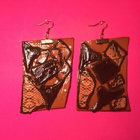 African Leather Earrings - Thumbnail 1