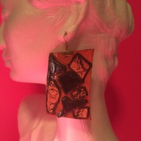 African Leather Earrings - Thumbnail 3